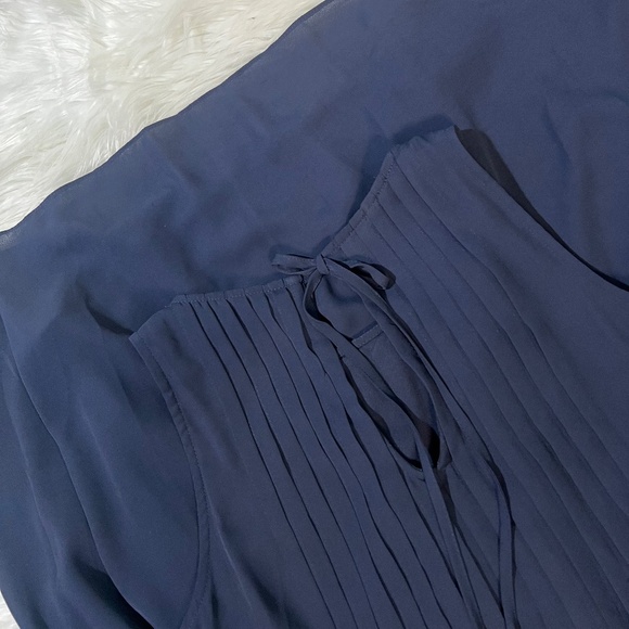 EUC Nanette Lepore {Anthro} Navy Blue Sleeveless Chiffon Pleated Swing Dress | 8 - Picture 4 of 15